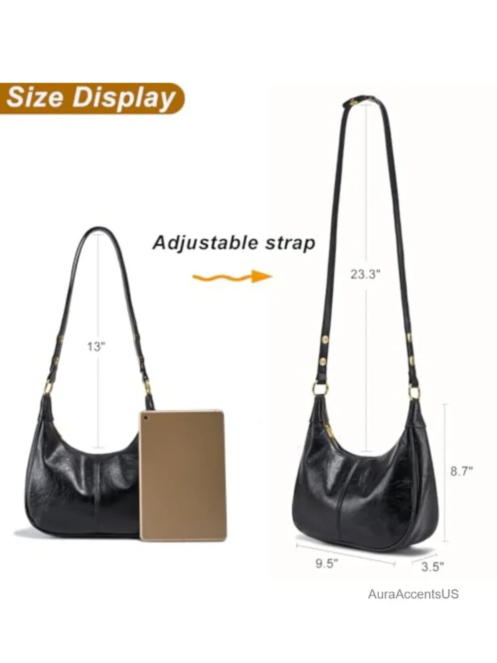 Retro Crescent Hobo Shoulder Bag Small Crossbody Purse Faux Leather